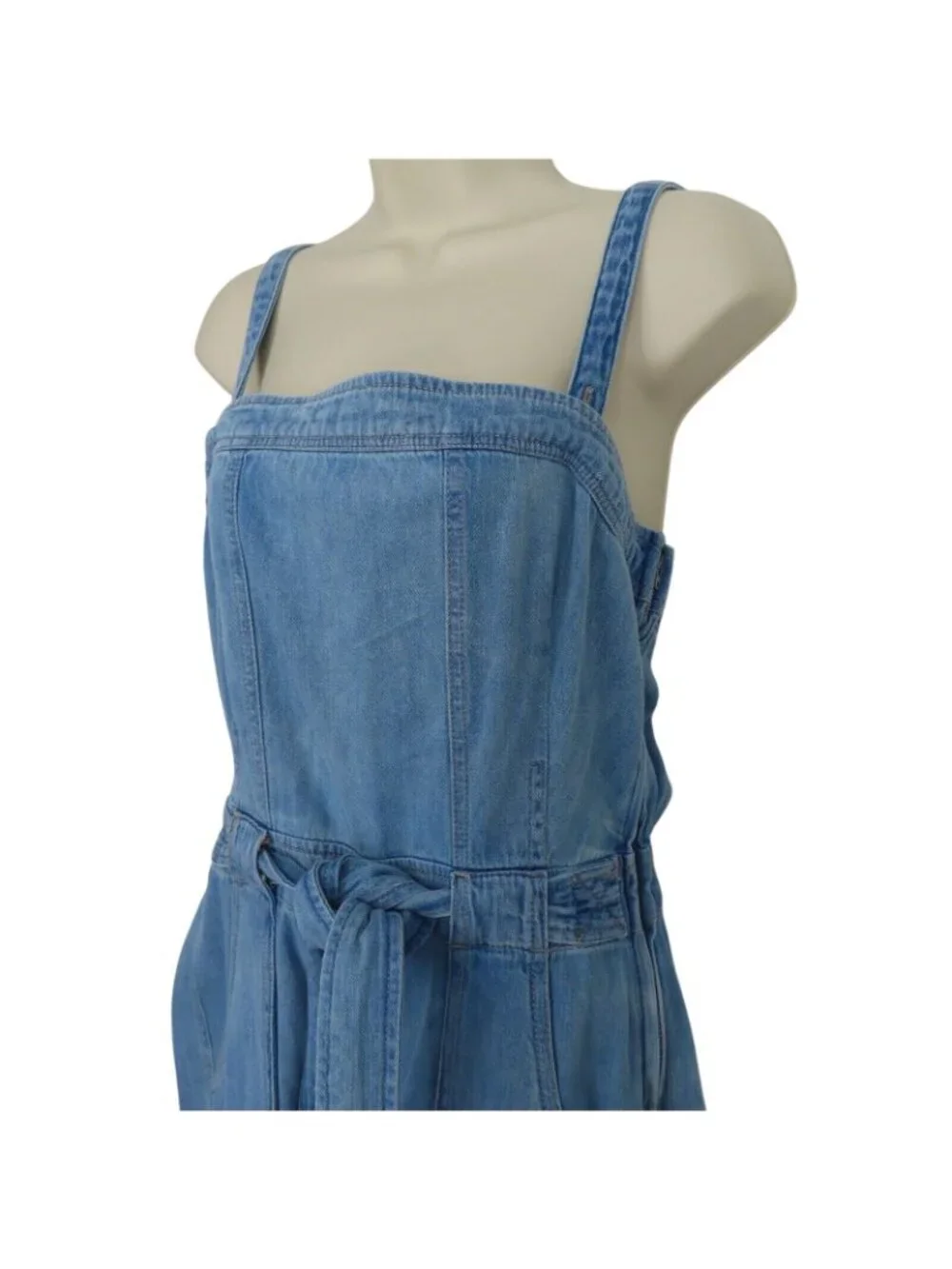 Free People Womens Small Go West Denim Utility Jumpsuit Mirage Blue OB1160882